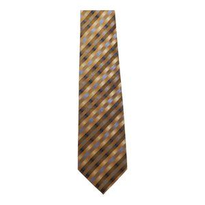 Croft & Barrow Holographic Dots Stripes Pattern Brown 100% Silk Necktie